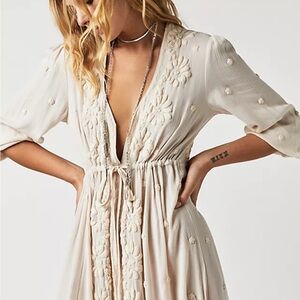 Free People Embroidered Fable Midi Dress